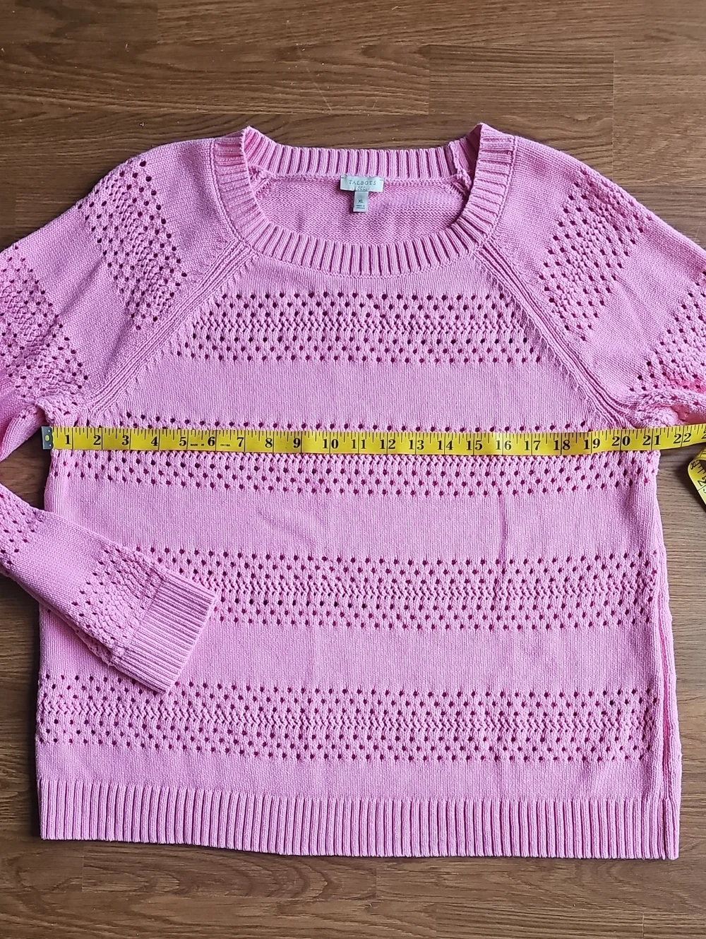 Talbots Pink Open Knit Long Sleeve Crewneck Sweater Women's Size XL